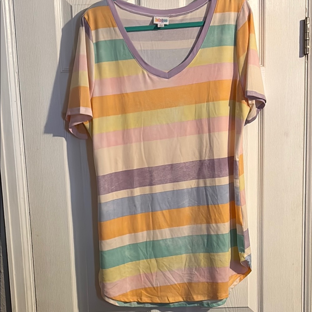 Colorful Striped V-Neck T-Shirt